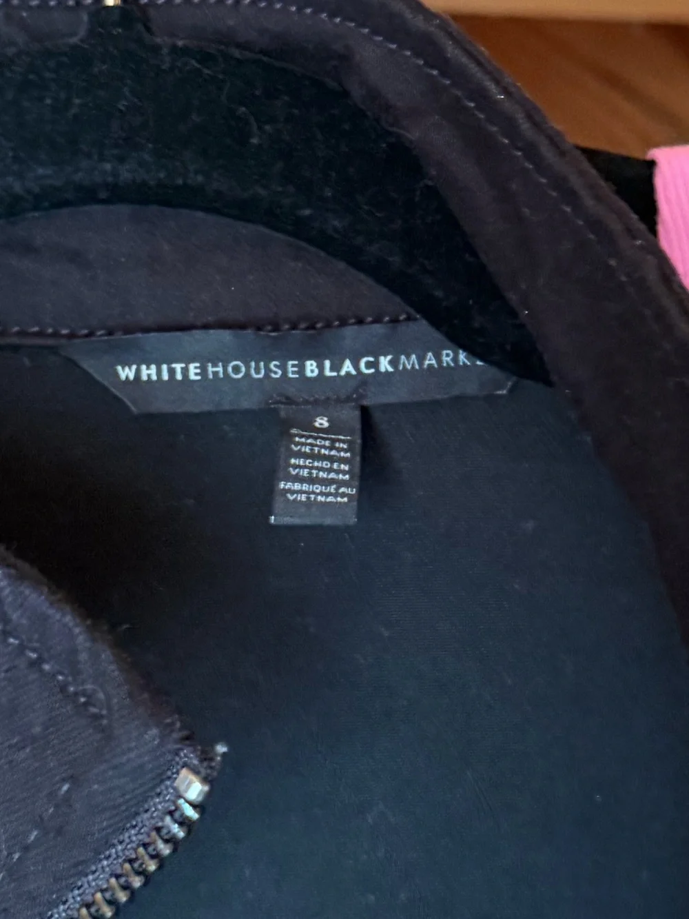 White House Black Market Embroidered Lady & Rose Black Full Zip Jacket Size 8